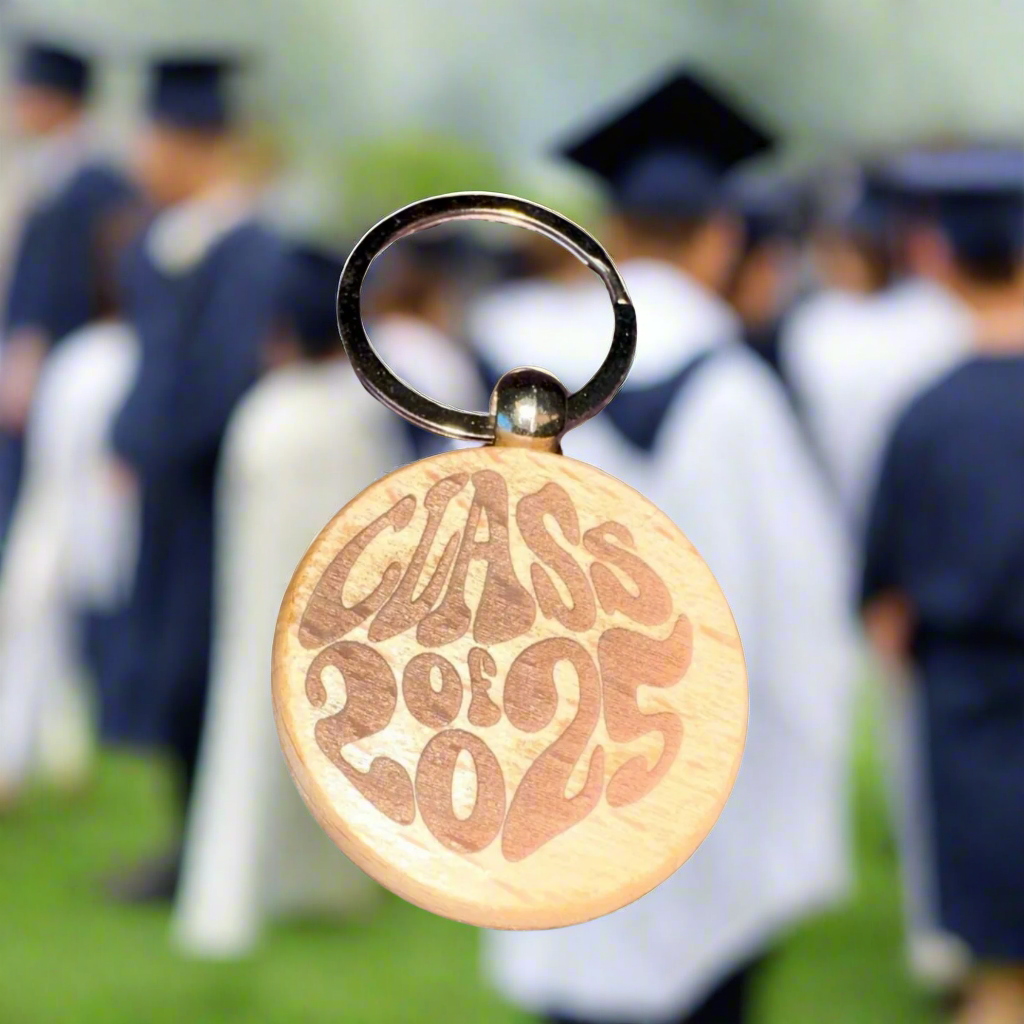 Round Wooden Thick Keychain