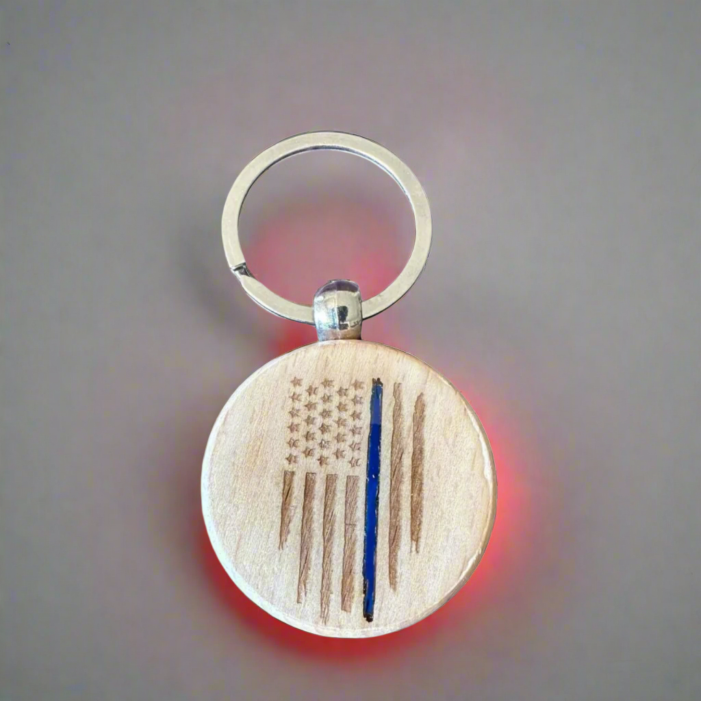 Round Wooden Thick Keychain