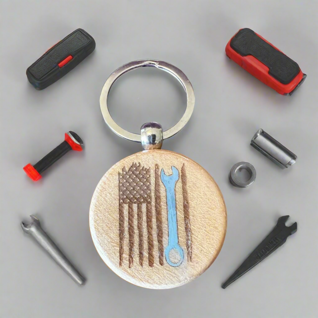 Round Wooden Thick Keychain