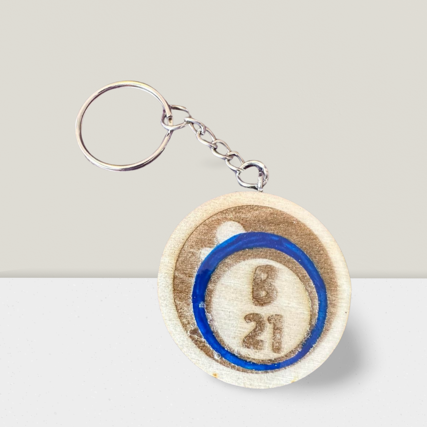 Round Thin Wooden Keychains