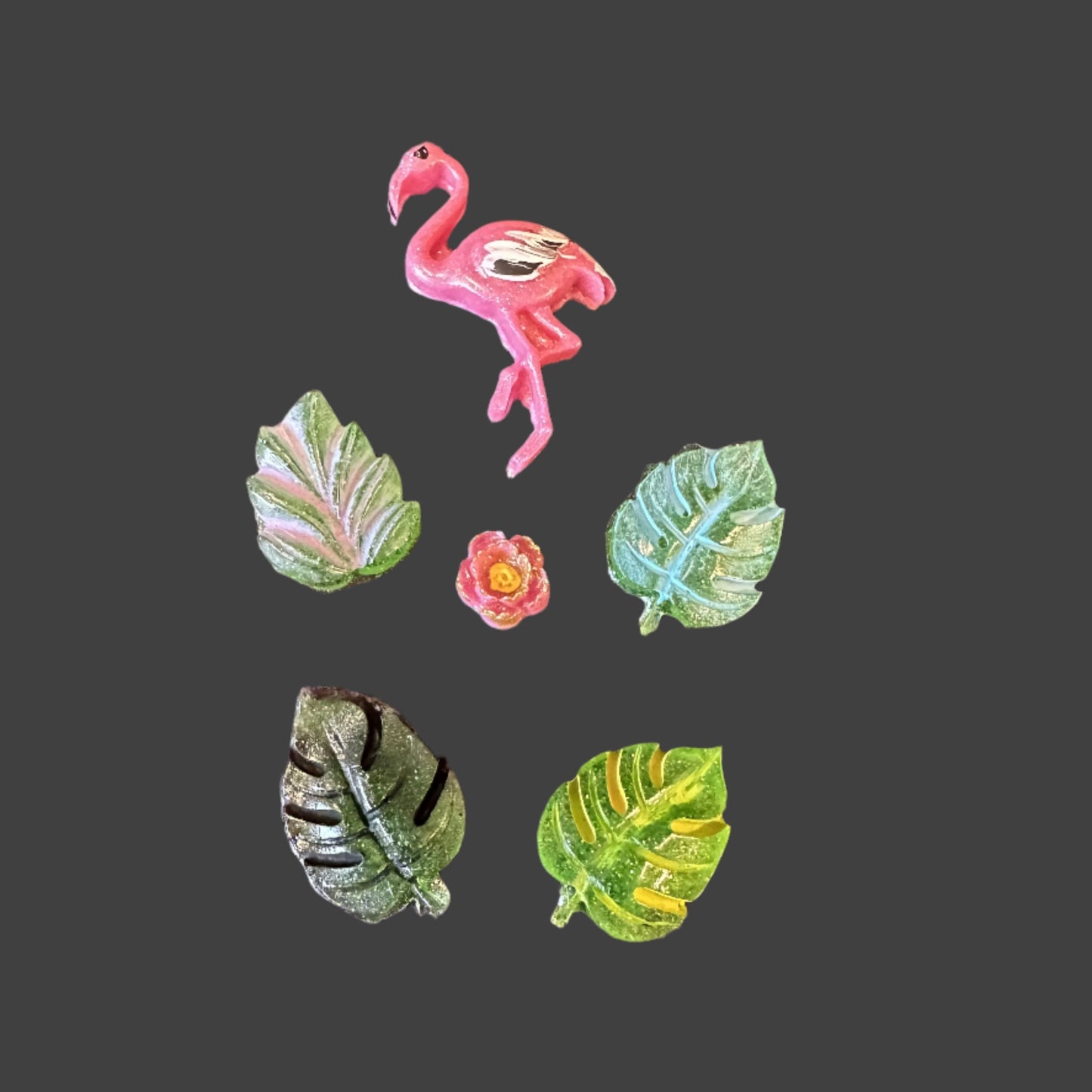 Pink Flamingo & Leaves Set