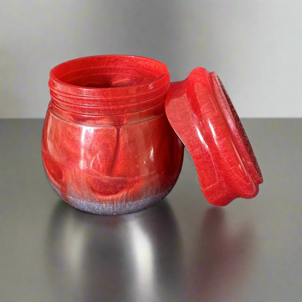 Small Jar with Lid Red