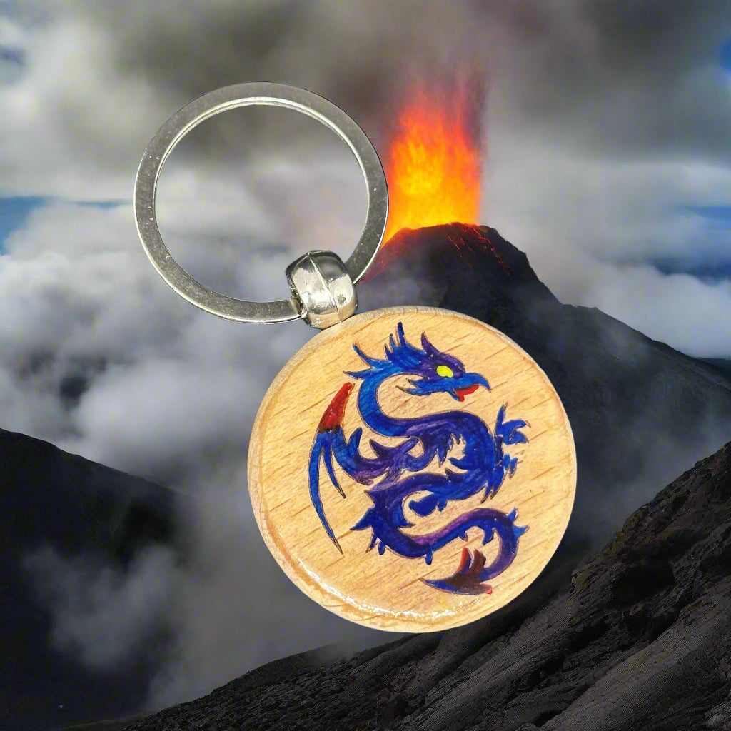 Round Wooden D&D Thick Keychain