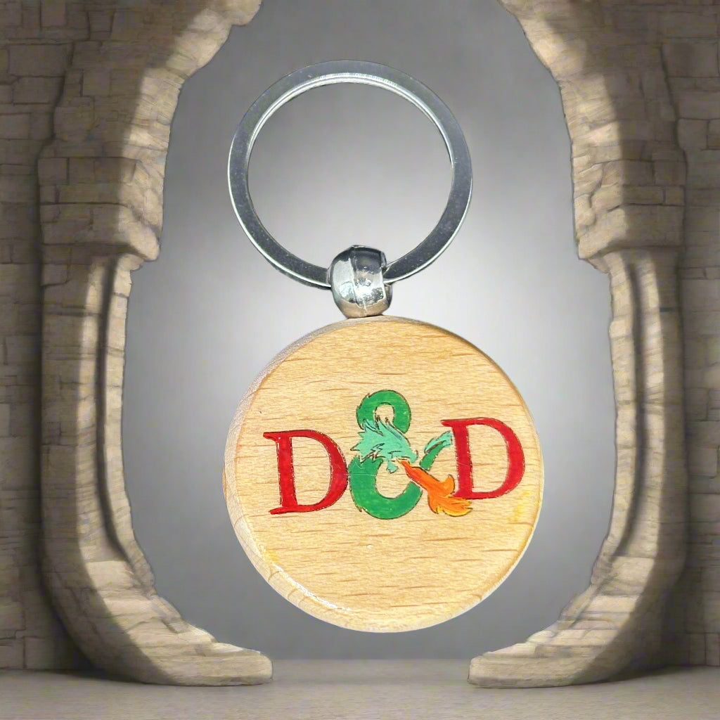 Round Wooden D&D Thick Keychain