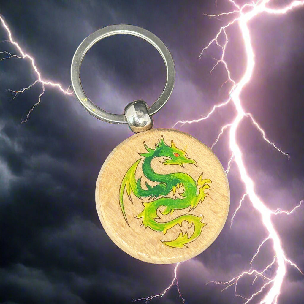 Round Wooden D&D Thick Keychain