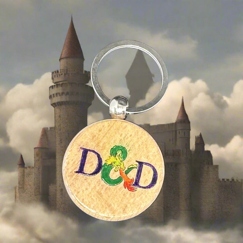 Round Wooden D&D Thick Keychain